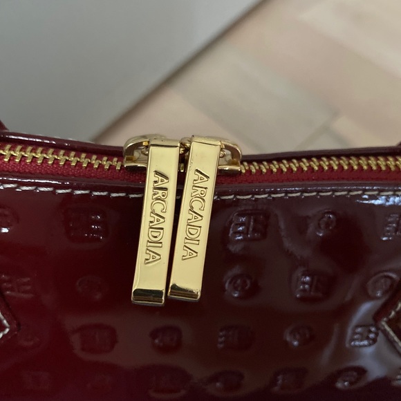 Arcadia polo red patent leather Italian satchel bag - Picture 5 of 13